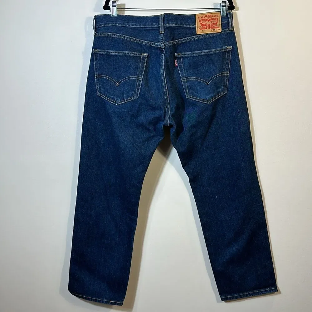 Levi’s 505 Men Blue Denim 100% Cotton Blue Regular Fit Jeans W36 L30